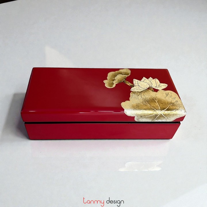 Hộp sơn mài chữ nhật vẽ sen 26*11 cm ( các mẫu )